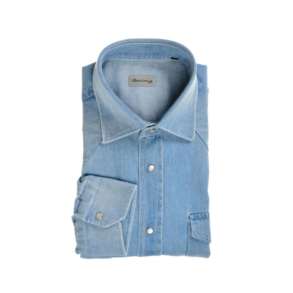 Sartorio Denim Snap Button Cotton Shirt